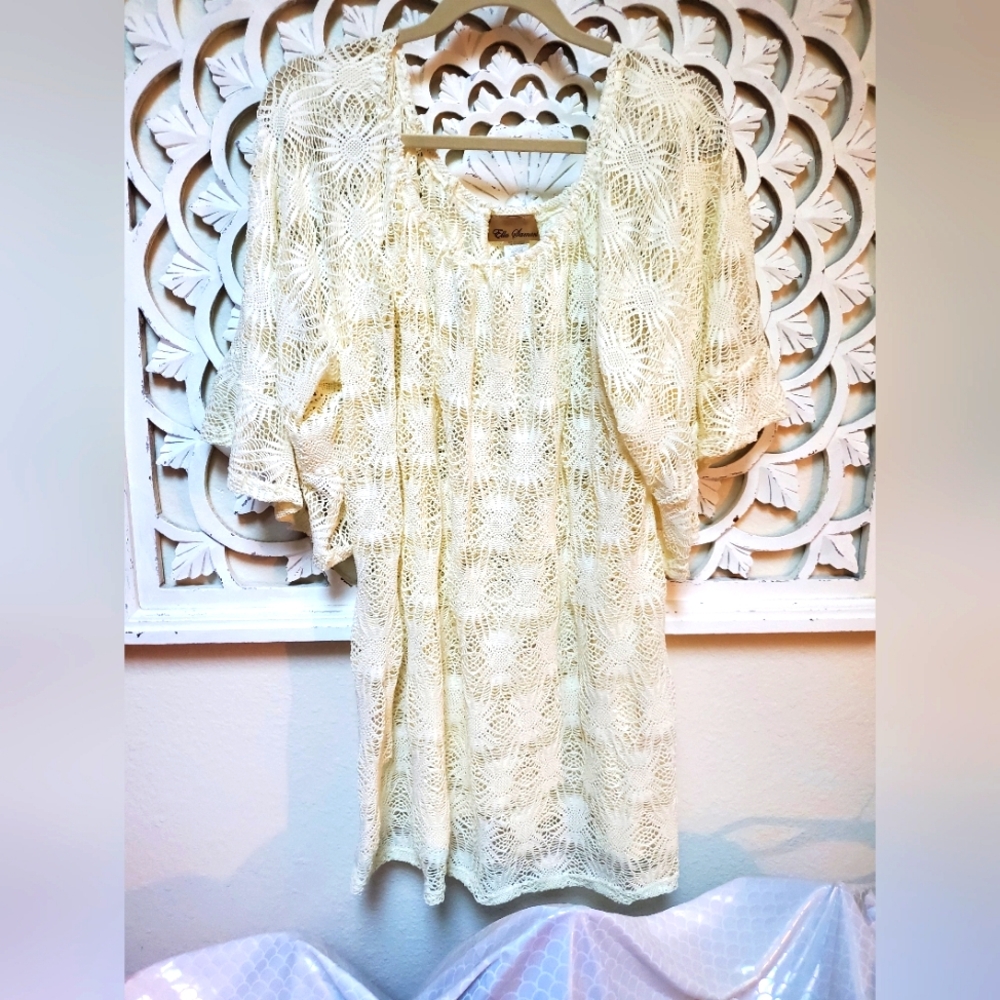 Ella Samani Boho Flower Lacr Topper Or Swim Cover-up 3X NWOT
